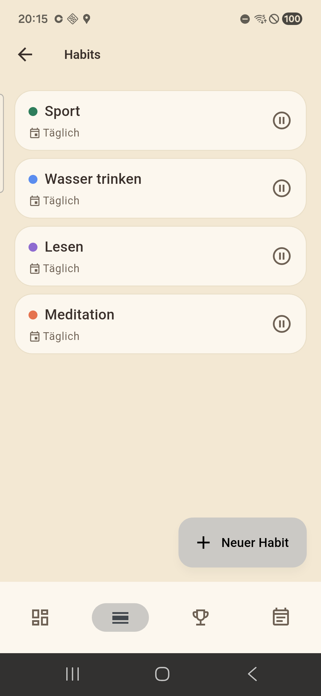 Liste der Gewohnheiten