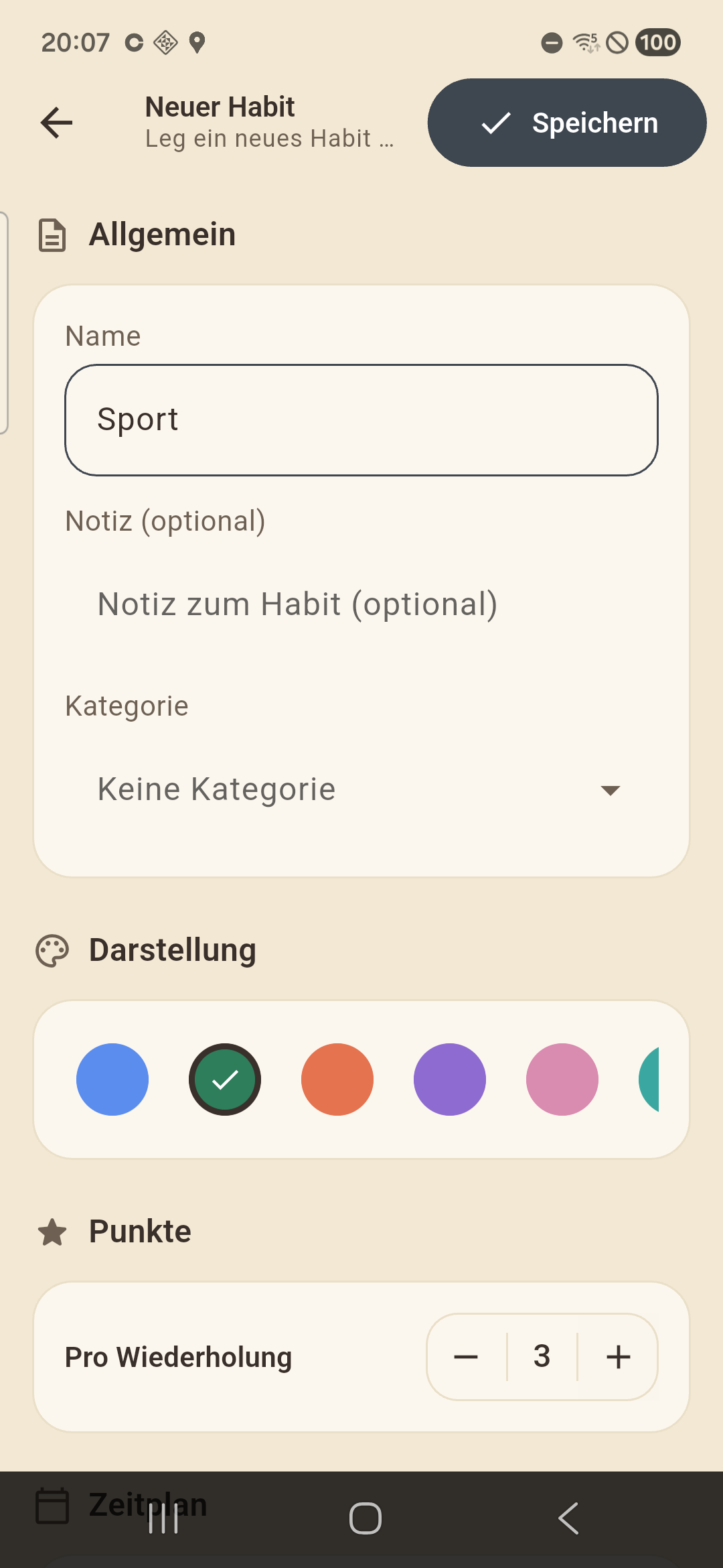 Neue Gewohnheit anlegen