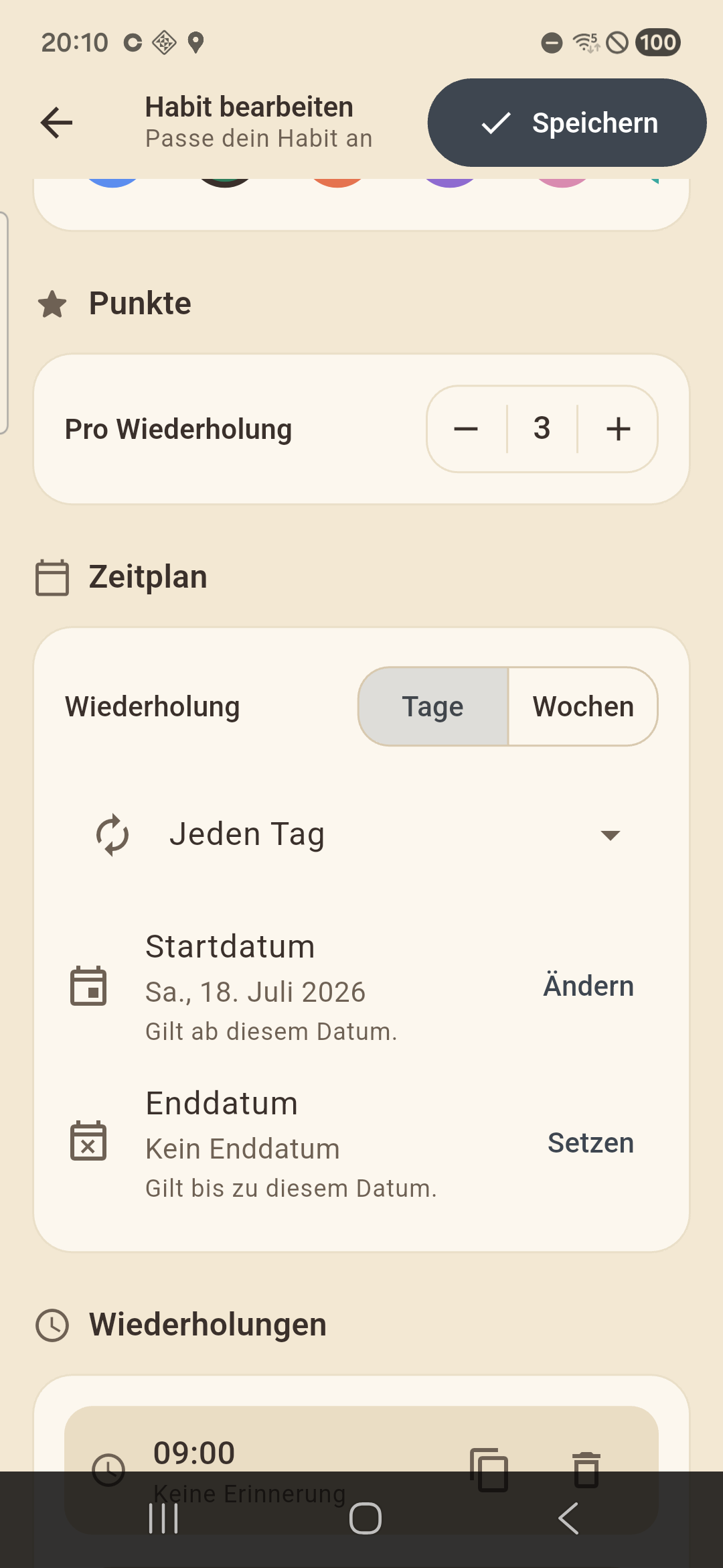 Zeitplan mit flexiblen Wiederholungen