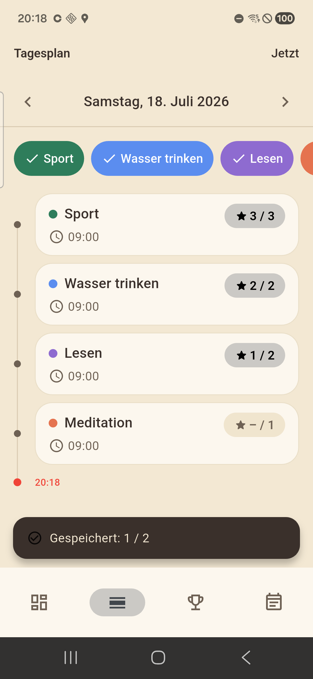 Tagesplan als Timeline