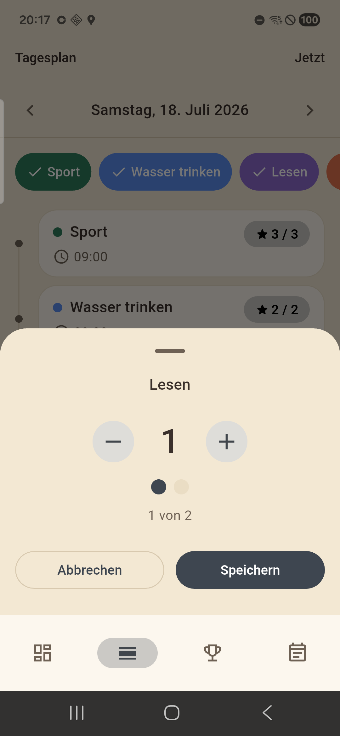 Erfüllungsgrad eintragen